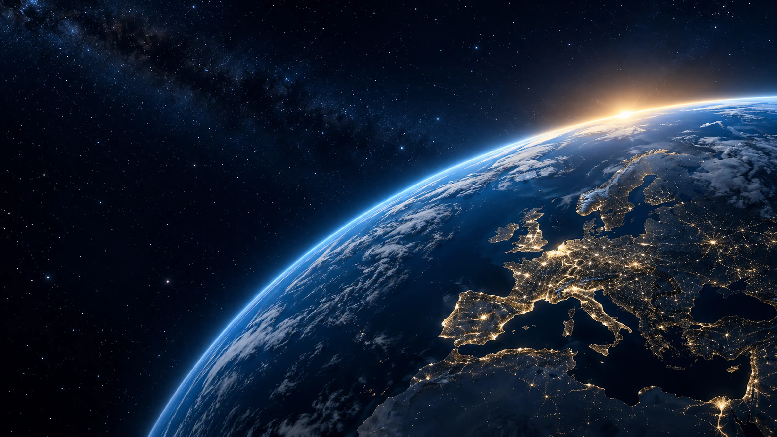 Europe glowing beneath the atmosphere