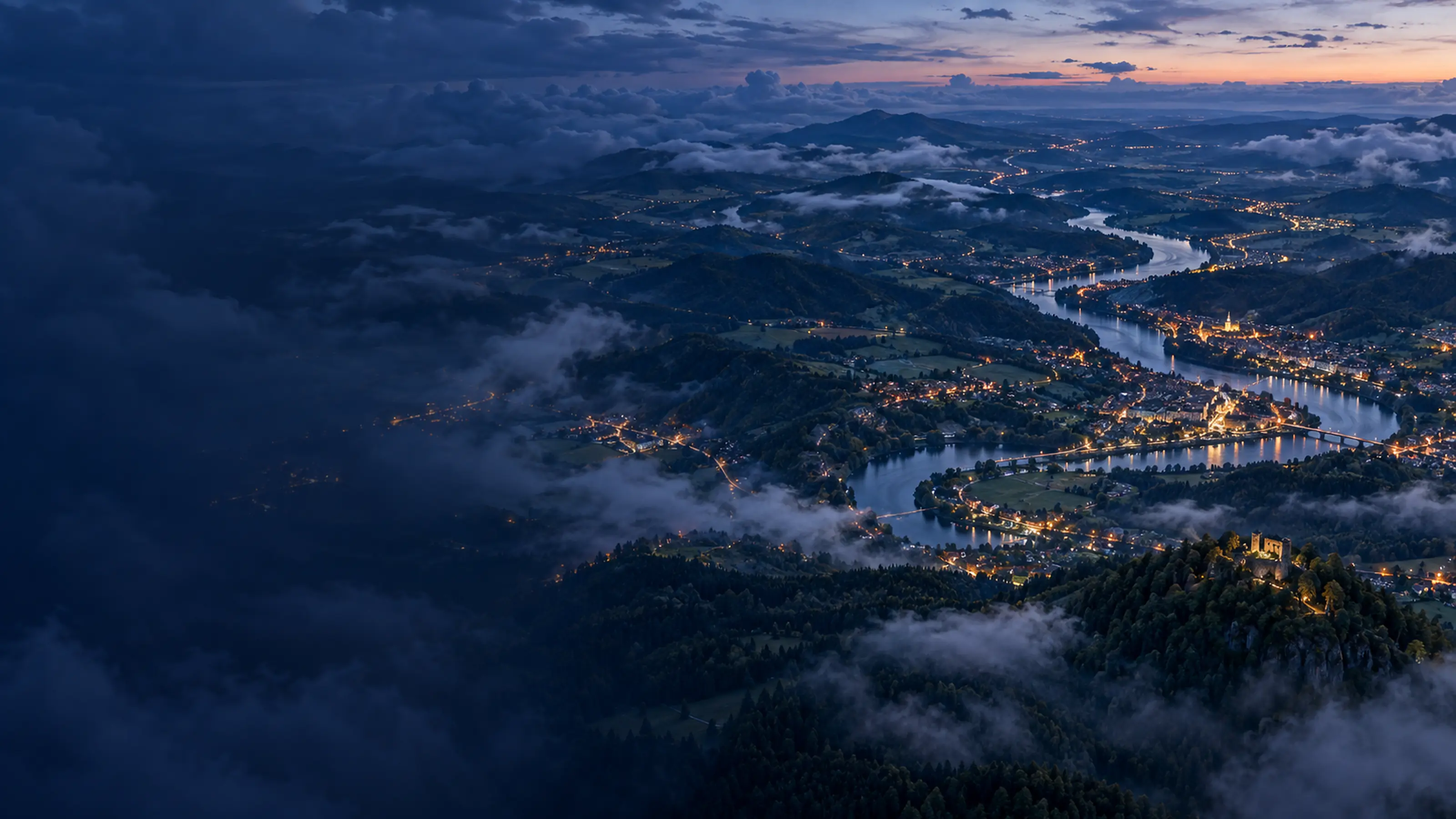 Czech landscape and rivers seen from above